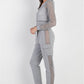 Heather Grey Contrast Fishnet Zip-up Top & Pants Set