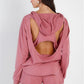 Racer Back Detail Long Sleeve Hooded Top & Short Set