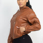 Faux Leather Hoodie Jacket