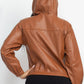 Faux Leather Hoodie Jacket