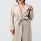 Luxe Wool Waist Tie Side Pockets Midi Length Coat