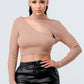 Lux Sweater Rib Cutout Mock Neck Crop Top