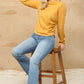 Solid And Cozy Soft Knit Mock Neck Top With Side Ruched Detail