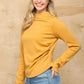 Solid And Cozy Soft Knit Mock Neck Top With Side Ruched Detail