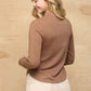 Solid And Cozy Soft Knit Mock Neck Top With Side Ruched Detail