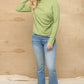 Solid And Cozy Soft Knit Mock Neck Top With Side Ruched Detail