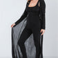 Black Sleeveless Cut-out Detail Slim Fit Jumpsuit & Open Front Long Sleeve Cardigan Set