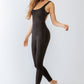 Black Sleeveless Cut-out Detail Slim Fit Jumpsuit & Open Front Long Sleeve Cardigan Set