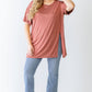 Plus Brick Round Neck Short Sleeve Relax Top