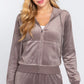 Long Sleeve Velour Hoodie Zip Up Jacket