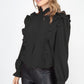 Mock Neck Ruffled Buttoned Top