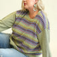 Novelty Knit And Solid Knit Mixed Loose Top With Drop Down Shoulder