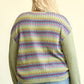 Novelty Knit And Solid Knit Mixed Loose Top With Drop Down Shoulder