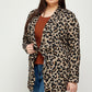 Plus Size, Animal Leopard Printed Knit Cardigan