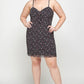 Plus Size Ditsy Floral Print On Mesh Fabric Cami Dress