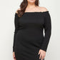 Plus Size, Solid Smocked Off Shoulder Dress