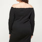 Plus Size, Solid Smocked Off Shoulder Dress