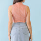 Dark Peach Ribbed Inside-out Sleeveless Mock Neck Crop Top