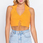 Halter Ruched Crop Sweater Knit Top