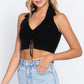 Halter Ruched Crop Sweater Knit Top