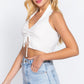 Halter Ruched Crop Sweater Knit Top