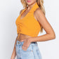 Halter Ruched Crop Sweater Knit Top