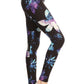 Yoga Style Banded Lined Galaxy Silhouette Floral Print, Full Length Leggings In A Slim Fitting Style With A Banded High Waist