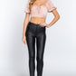 Short Slv Shirring Satin Crop Top