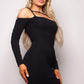 Long Sleeve Cuff Front Strap Mini Dress