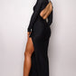 Long Sleeve V Neck Open Back Maxi Dress