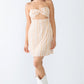 White & Apricot Stripe Print Strapless Twist Cut-out Smocked Back Mini Dress