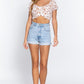 Short Slv Print Crop Woven Top