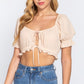 Short Slv Print Crop Woven Top