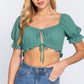 Short Slv Print Crop Woven Top