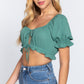 Short Slv Print Crop Woven Top