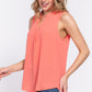 Sleeveless Henley Neck Woven Top