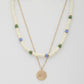 Coin Wood Bead Layered Necklace