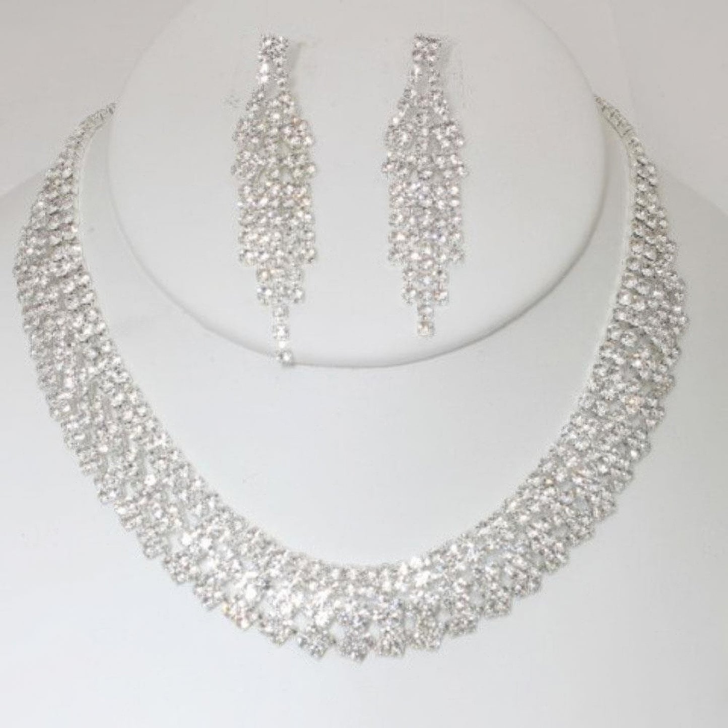 Rhinestone Necklace Earring Set