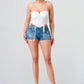 Luxe sweetheart ruffled drawstring lace bustier top