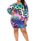 Electric leopard off shoulder bubble mini dress