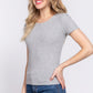 Short Slv Crew Neck Variegated Rib Knit Top