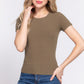 Short Slv Crew Neck Variegated Rib Knit Top