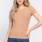 Short Slv Crew Neck Variegated Rib Knit Top