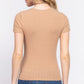 Short Slv Crew Neck Variegated Rib Knit Top