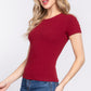 Short Slv Crew Neck Variegated Rib Knit Top