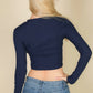 Long Sleeve Round Neck Basic Crop Top