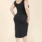 Plus Size Solid Wrap Front Tie Side Midi Dress