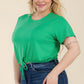 Plus Size Tie Front Drawstring Short Sleeve Crop Top