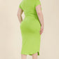 Plus Size Split Neck Bodycon Midi Dress