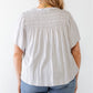 Plus Grey Cotton Blend Smoked Short Sleeve Top